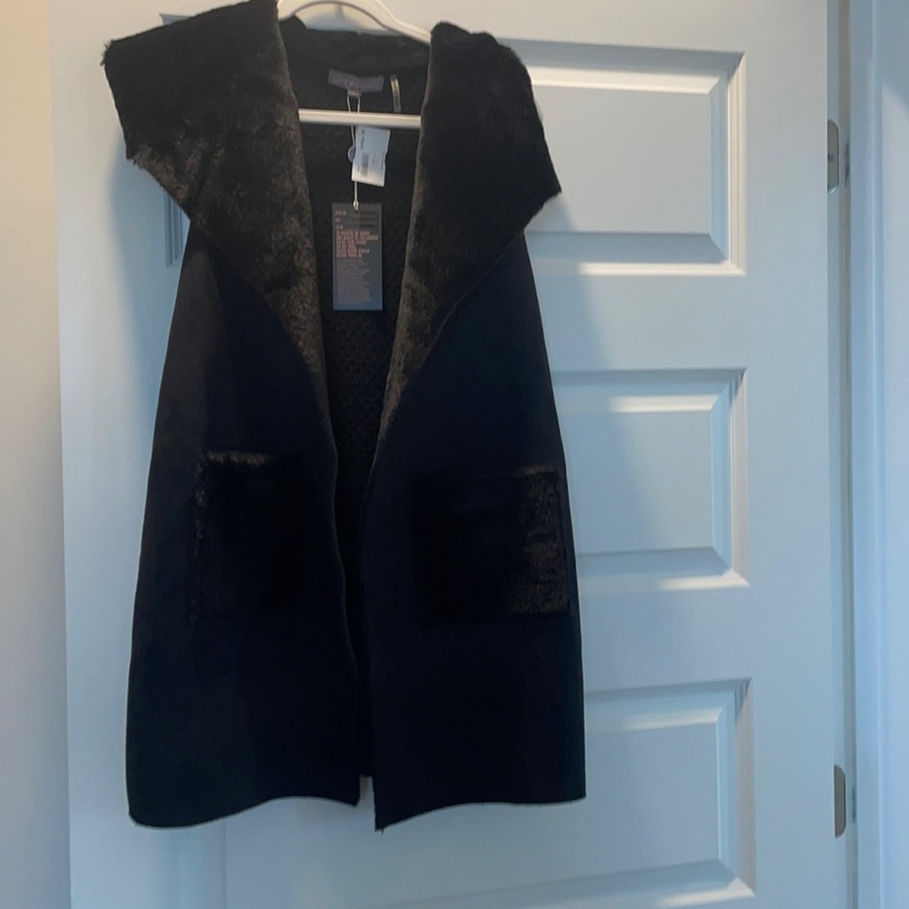 NWT suede and faux fur vest cardigan